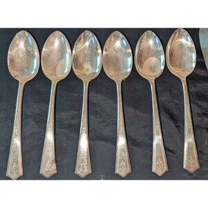 Vintage 1881 Rogers A1 Lorain Silverplate Tablespoons Set of 6 Oneida Art Deco